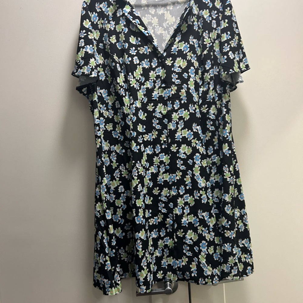 ASOS Curve Blue Green Flutter Sleeve Sundress